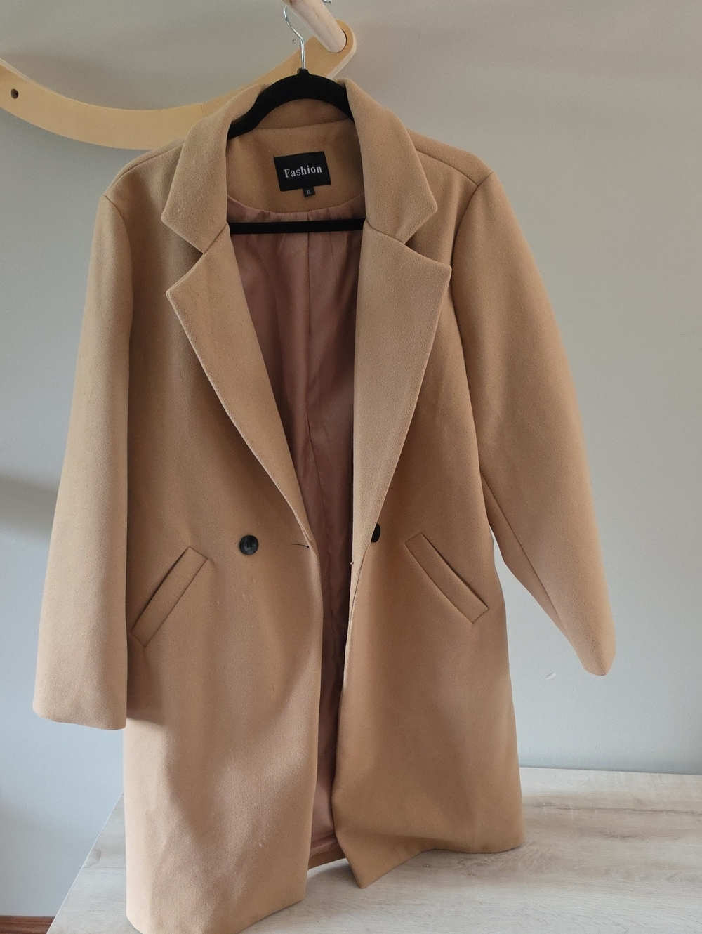 Camel Tan Double Breasted Lapel Blazer Jacket Coat Medium Weight - XL